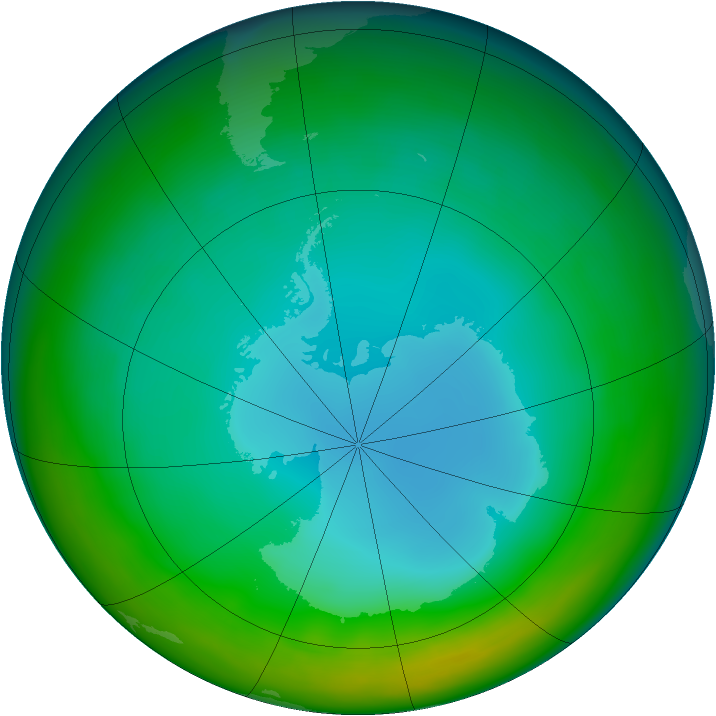 Antarctic ozone map for July 2014